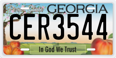 GA license plate CER3544