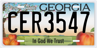 GA license plate CER3547