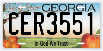 GA license plate CER3551