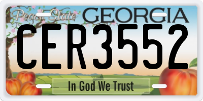 GA license plate CER3552