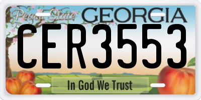 GA license plate CER3553