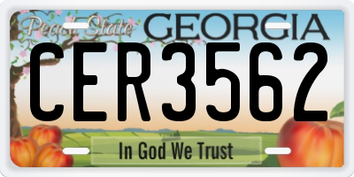 GA license plate CER3562