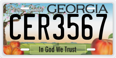 GA license plate CER3567