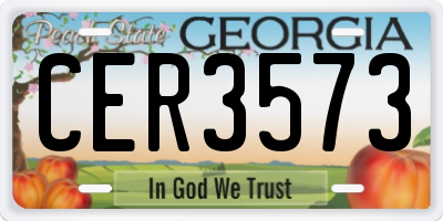 GA license plate CER3573