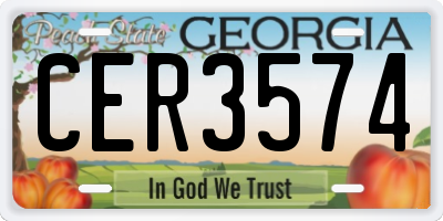 GA license plate CER3574