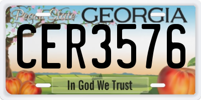 GA license plate CER3576