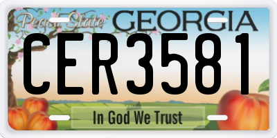 GA license plate CER3581