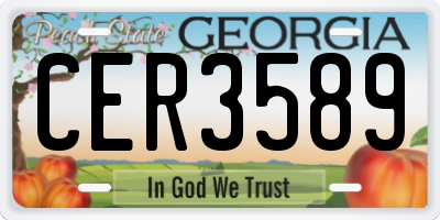 GA license plate CER3589