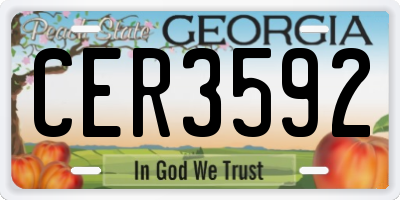 GA license plate CER3592