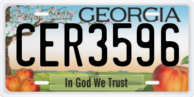 GA license plate CER3596