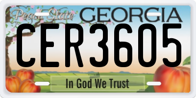 GA license plate CER3605