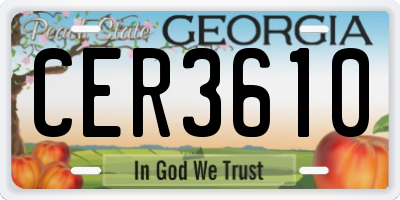 GA license plate CER3610