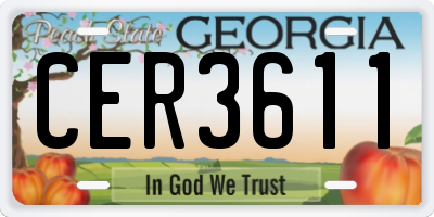 GA license plate CER3611