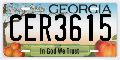 GA license plate CER3615