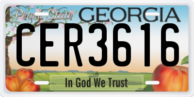 GA license plate CER3616