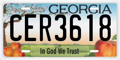 GA license plate CER3618