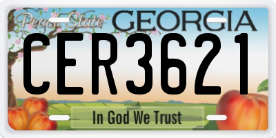 GA license plate CER3621