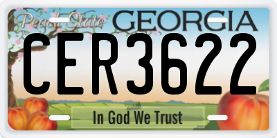 GA license plate CER3622