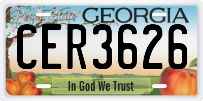 GA license plate CER3626