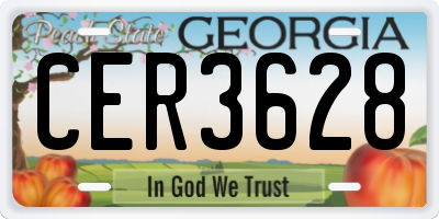 GA license plate CER3628