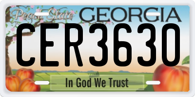 GA license plate CER3630