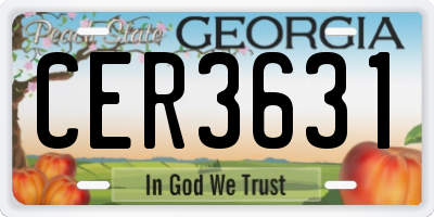 GA license plate CER3631