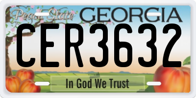 GA license plate CER3632