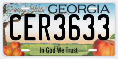GA license plate CER3633