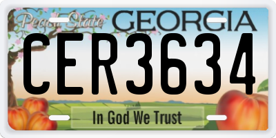 GA license plate CER3634