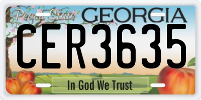 GA license plate CER3635