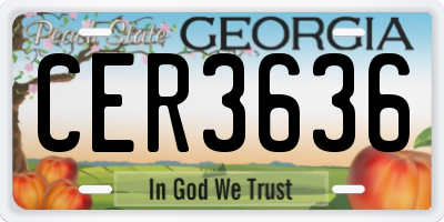 GA license plate CER3636