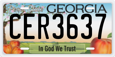 GA license plate CER3637