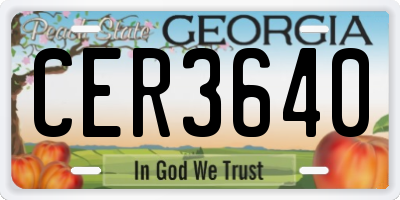 GA license plate CER3640