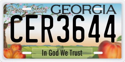GA license plate CER3644