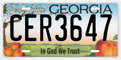 GA license plate CER3647