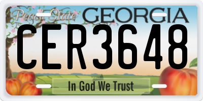 GA license plate CER3648