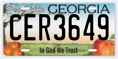 GA license plate CER3649