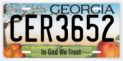 GA license plate CER3652