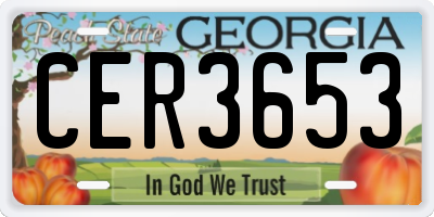 GA license plate CER3653