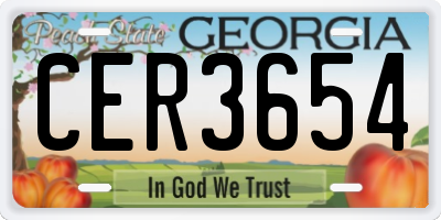 GA license plate CER3654
