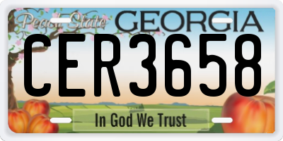 GA license plate CER3658