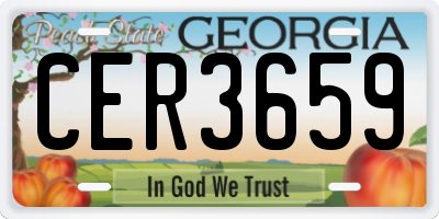 GA license plate CER3659
