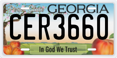 GA license plate CER3660