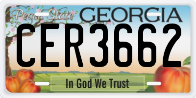 GA license plate CER3662