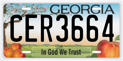 GA license plate CER3664