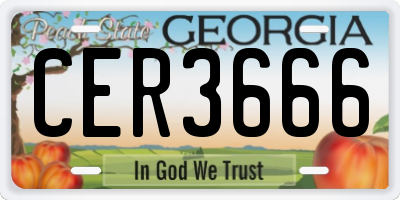 GA license plate CER3666