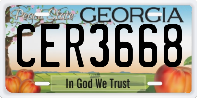 GA license plate CER3668