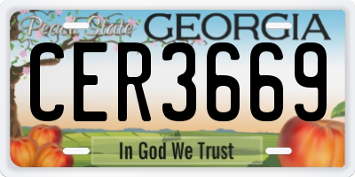 GA license plate CER3669