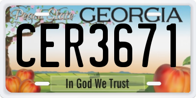 GA license plate CER3671