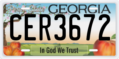 GA license plate CER3672